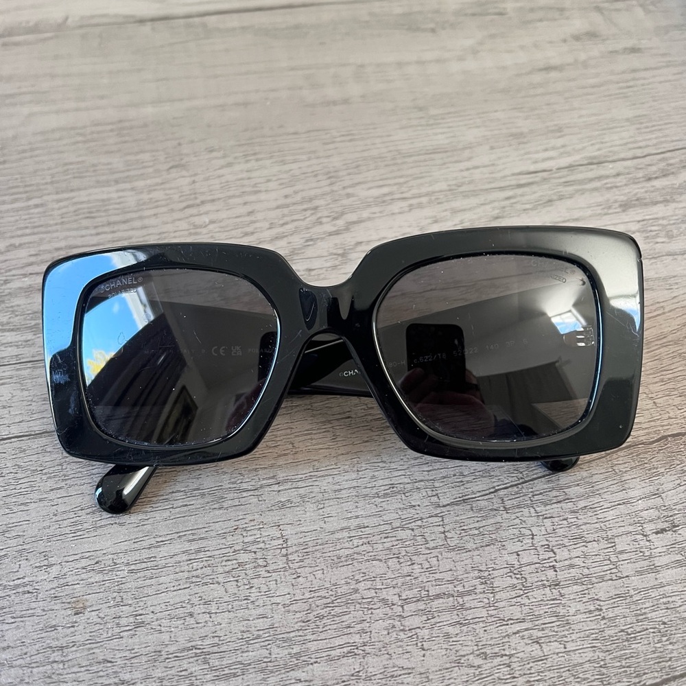 CHANEL Polarized Black Square Sunglasses